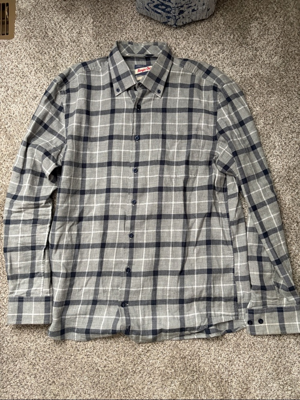 Johnnie-O Gray & Navy Plaid Button-Down Shirt